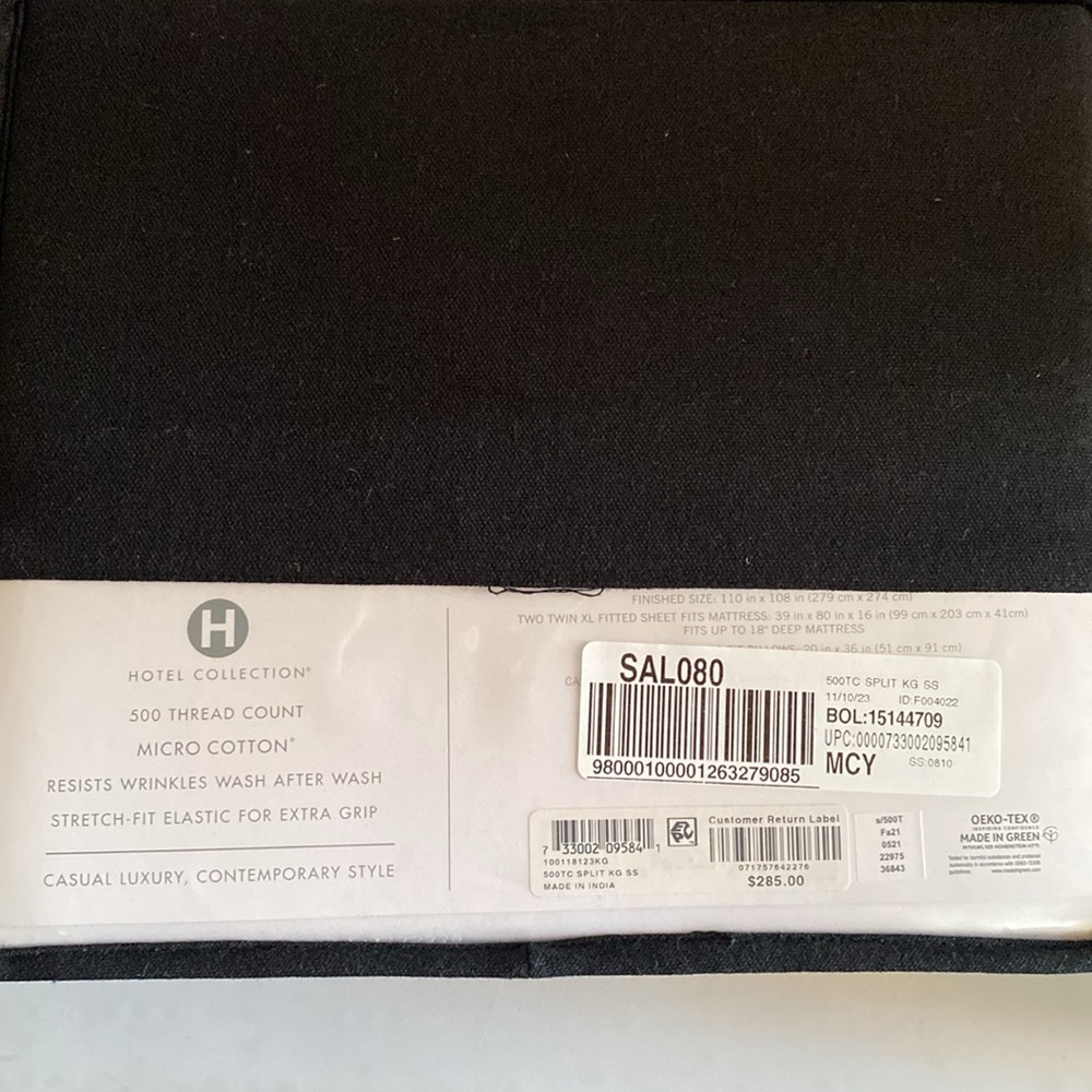Hotel Collection Split King Sheet Set 500 Thread Count - Picture 2 of 3